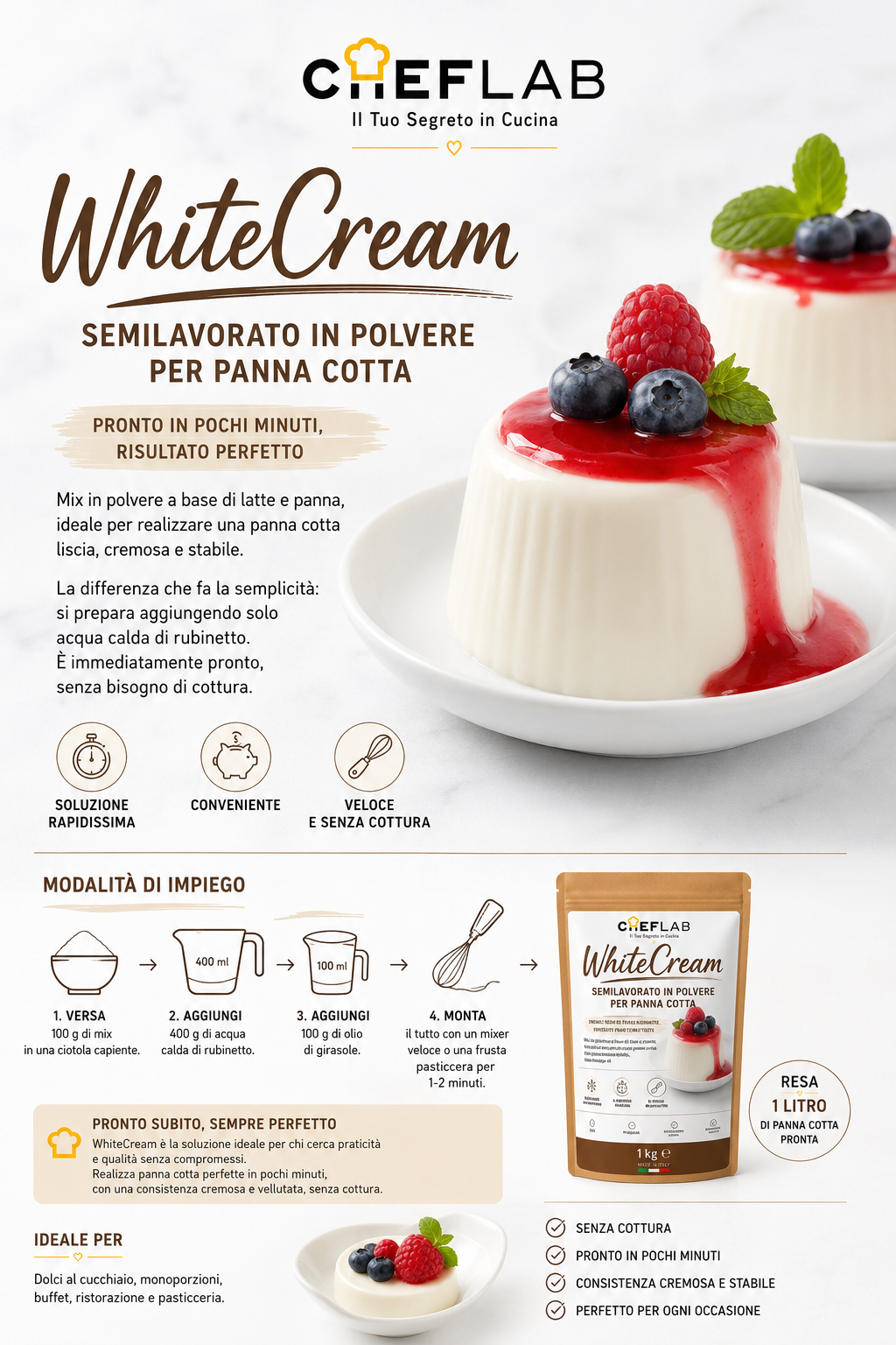 Semilavorato per panna cotta White Cream 500 g