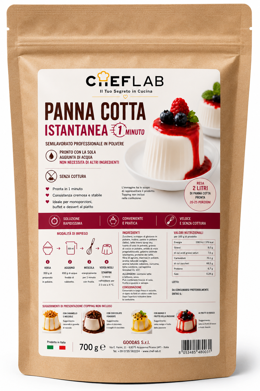 Panna cotta istantanea confezione da 700 g