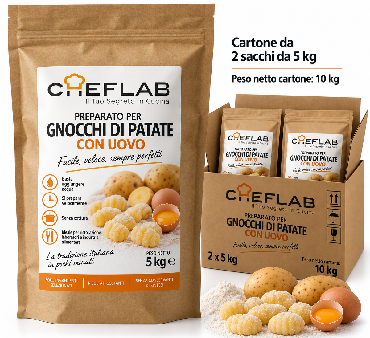 Gnocchi mix semilavorato in polvere Kg 5