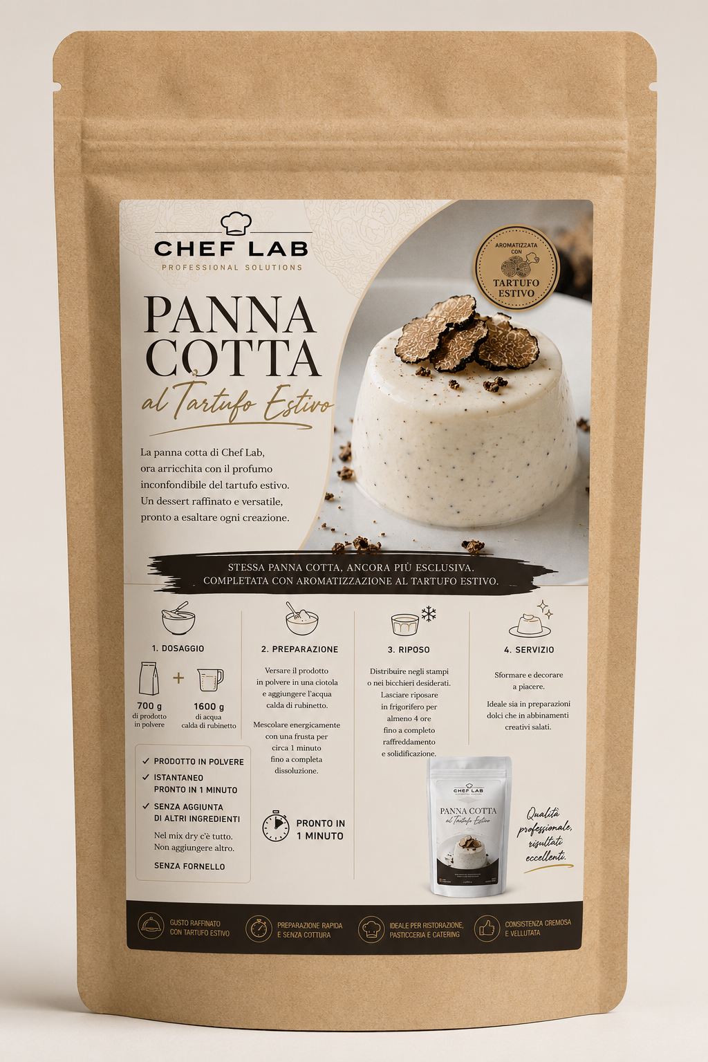 Panna cotta istantanea al tartufo estivo  confezione da 700 g
