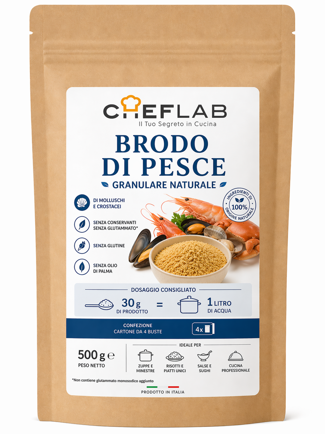 Bouillon naturel granulaire aux mollusques et crustacés