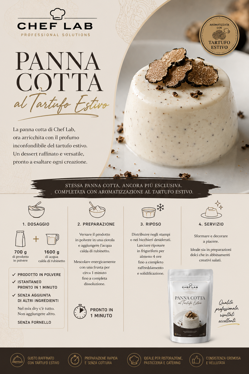 Panna cotta istantanea al tartufo estivo  confezione da 700 g