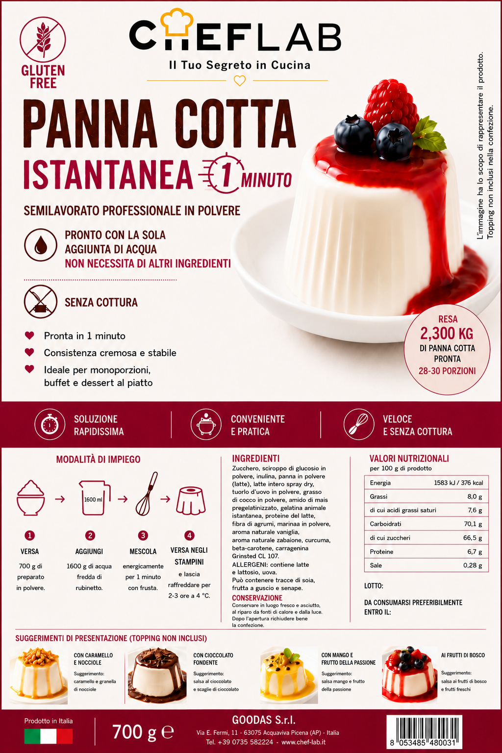 Panna cotta istantanea confezione da 700 g